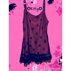 Pink lacey punk dress mini dress fishnetoverlay pleather straps studs stretchy